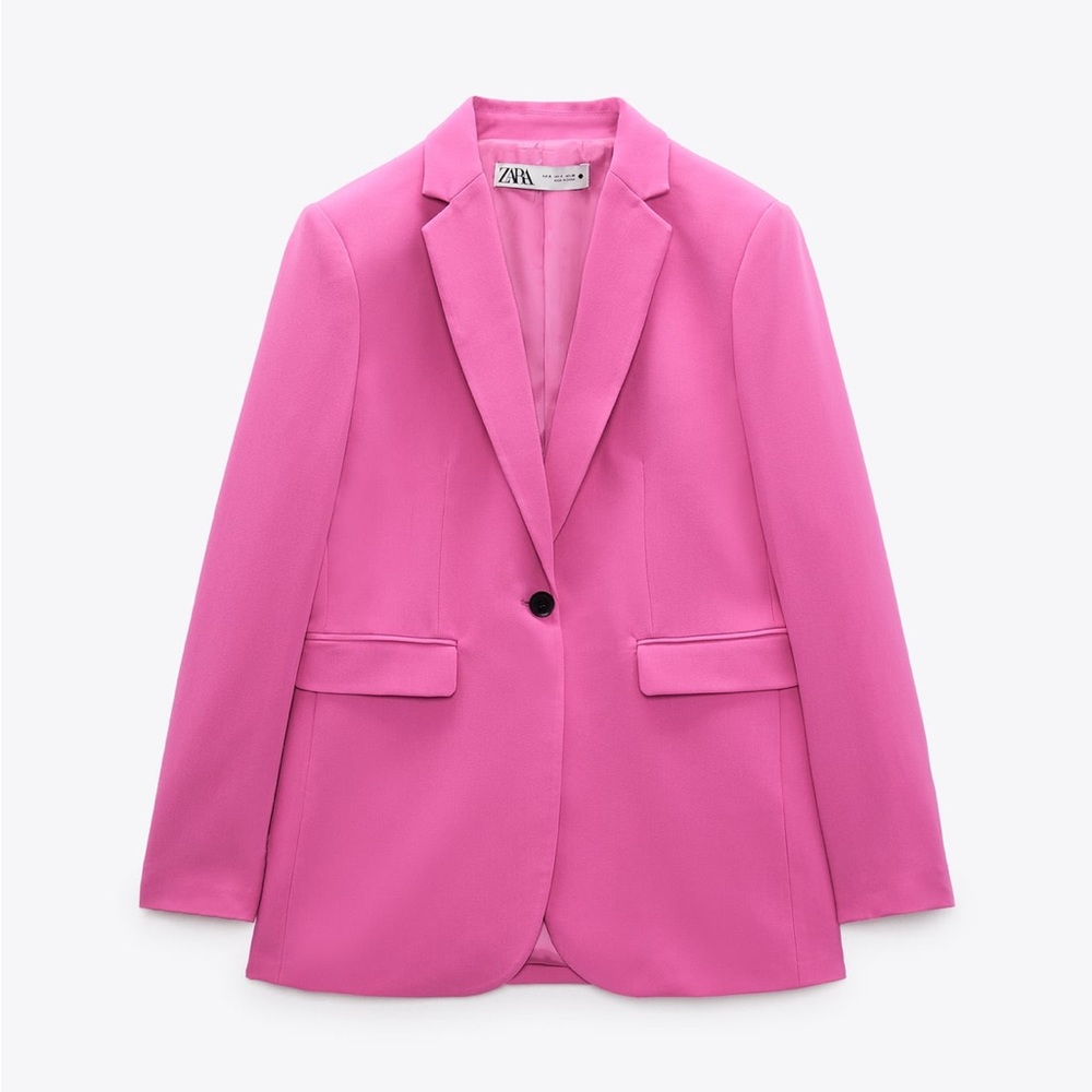 Zara one button pink blazer